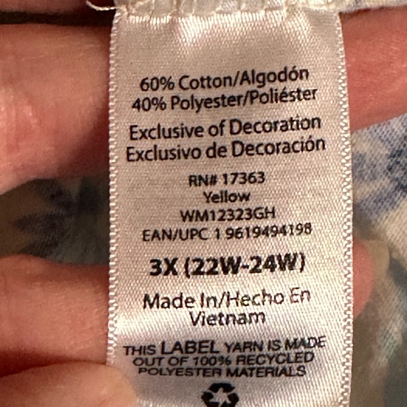 Aria Collection Henley Short Sleeve Nightgown Cotton Blend Lacy Trim 3X - Picture 4 of 4